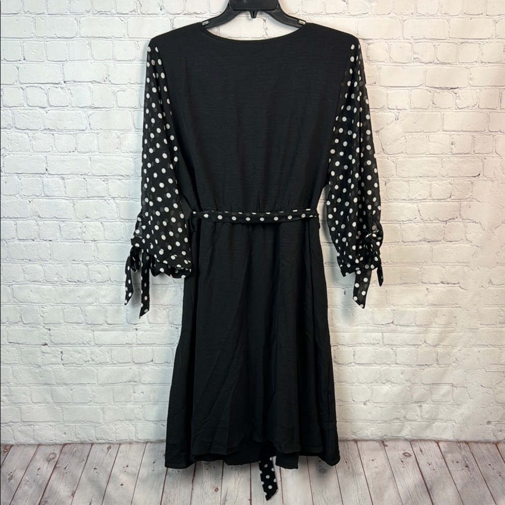 BloomChic Black A-Line Dress with Sheer  Sleeves - Picture 7 of 7